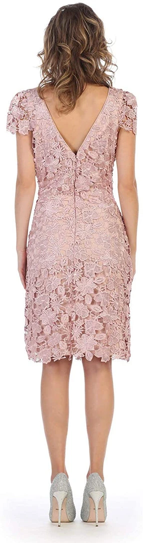 Cocktail Dresses May Queen - Cap Sleeve Floral Overlaid Sheath Dress MQ1488 4 Cocktail Dresses May Queen - Cap Sleeve Floral Overlaid Sheath Dress MQ1488