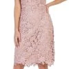 Cocktail Dresses May Queen - Cap Sleeve Floral Overlaid Sheath Dress MQ1488