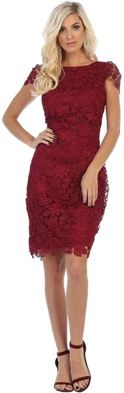 Cocktail Dresses May Queen - Cap Sleeve Floral Overlaid Sheath Dress MQ1488 17 Cocktail Dresses May Queen - Cap Sleeve Floral Overlaid Sheath Dress MQ1488