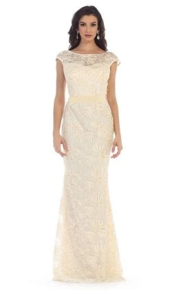 May Queen - Cap Sleeve Illusion Bateau Sheath Mother Of The Bride Dress