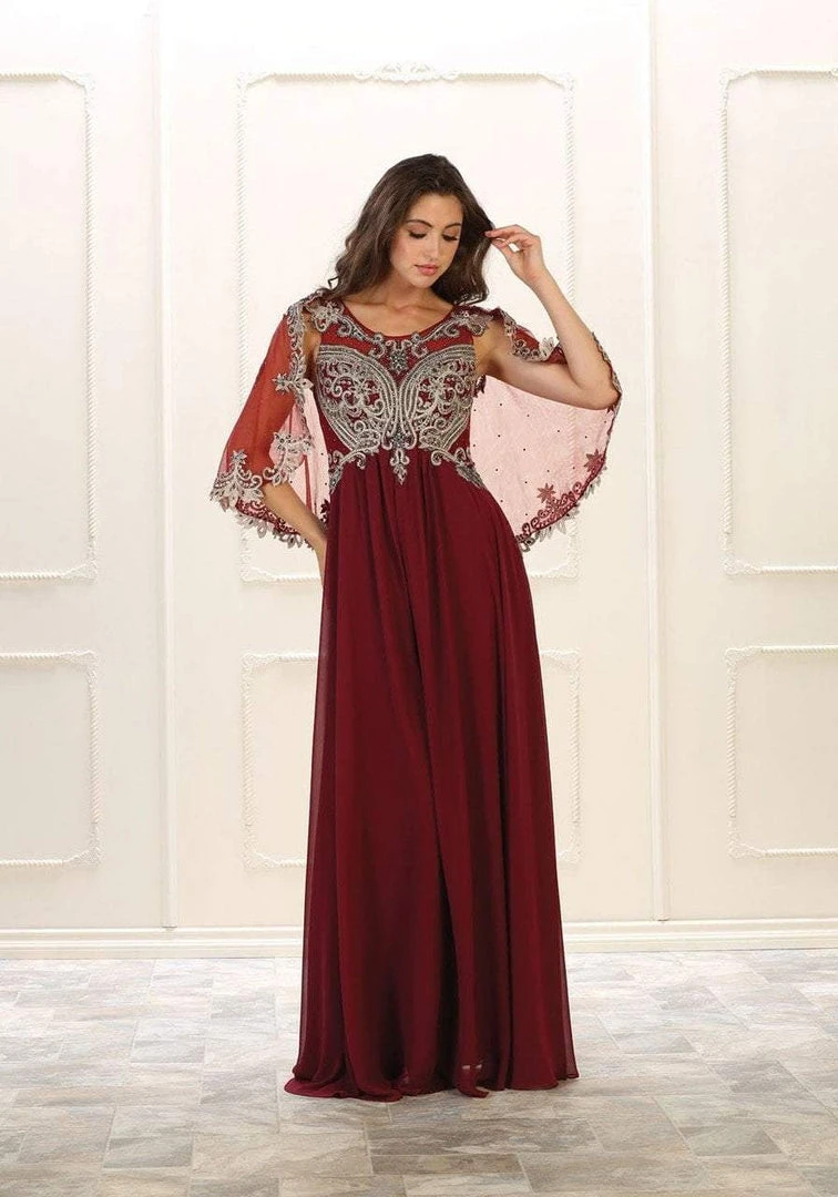 May Queen - Cape Sleeve Embellished A-line Gown RQ7514 3 May Queen - Cape Sleeve Embellished A-line Gown RQ7514