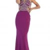 May Queen - Crisscrossed Cutout Jeweled Sheath Prom Gown Formal Gowns