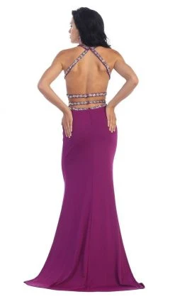 May Queen - Crisscrossed Cutout Jeweled Sheath Prom Gown Formal Gowns
