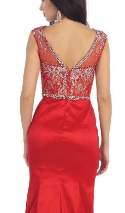 Formal Gowns May Queen - Crystal Embellished Illusion Trumpet Evening Gown