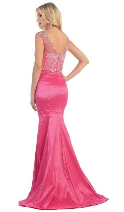 Formal Gowns May Queen - Crystal Embellished Illusion Trumpet Evening Gown