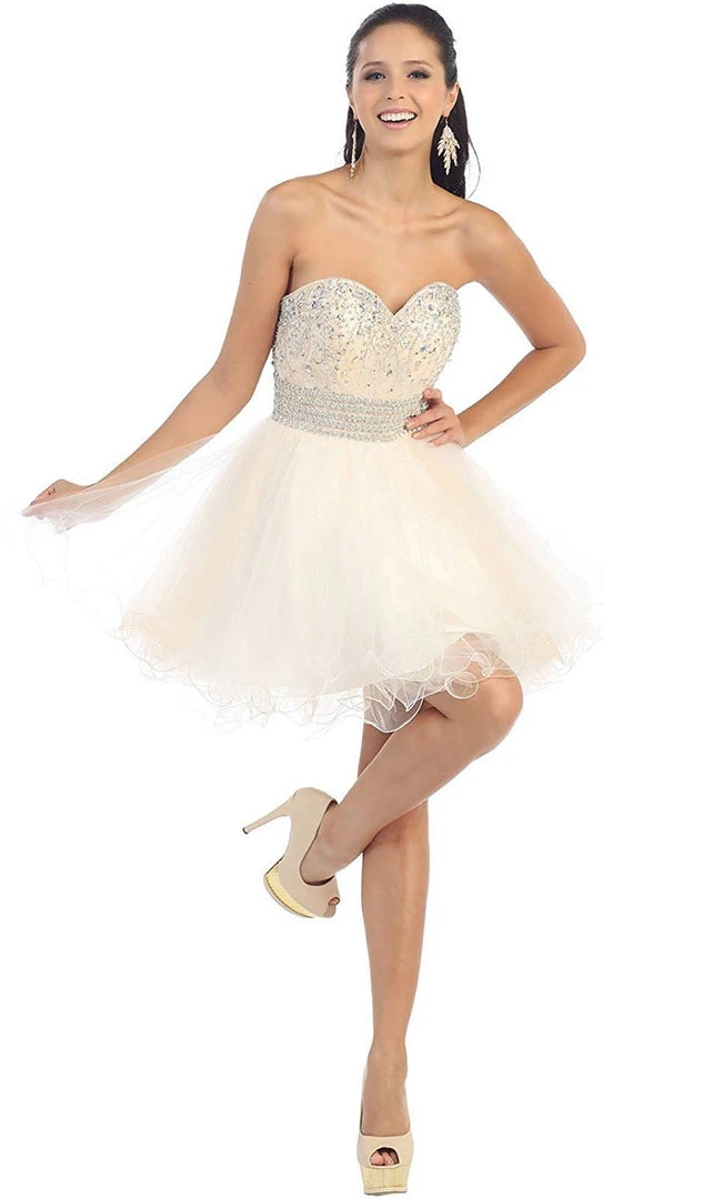 Cocktail Dresses May Queen - Crystal Embellished Strapless A-Line Cocktail Dress 15 Cocktail Dresses May Queen - Crystal Embellished Strapless A-Line Cocktail Dress