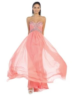 Formal Gowns May Queen - Crystal Flourished Chiffon Long Prom Gown