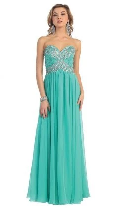 Formal Gowns May Queen - Crystal Flourished Chiffon Long Prom Gown