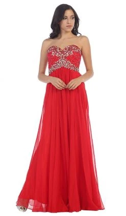 Formal Gowns May Queen - Crystal Flourished Chiffon Long Prom Gown