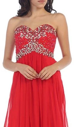 Formal Gowns May Queen - Crystal Flourished Chiffon Long Prom Gown