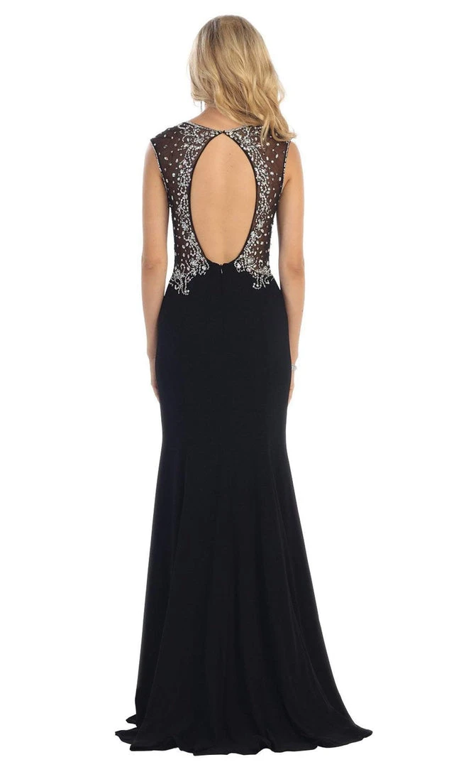 Formal Gowns May Queen - Deep V-Neck Bejeweled Fitted Evening Gown 5 Formal Gowns May Queen - Deep V-Neck Bejeweled Fitted Evening Gown