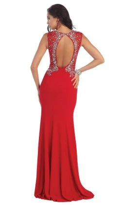 Formal Gowns May Queen - Deep V-Neck Bejeweled Fitted Evening Gown 13 Formal Gowns May Queen - Deep V-Neck Bejeweled Fitted Evening Gown