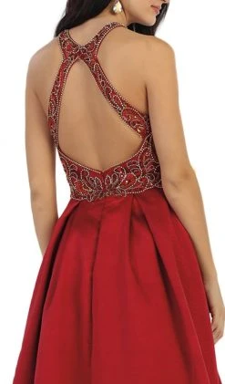 May Queen - Divine Gilt Embroidered Halter A-Line Prom Gown