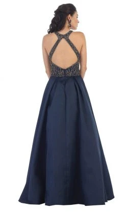 May Queen - Divine Gilt Embroidered Halter A-Line Prom Gown