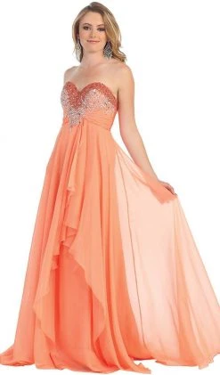 May Queen - Divine Long Strapless Sequined Prom Dress