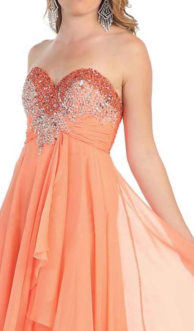 May Queen - Divine Long Strapless Sequined Prom Dress 4 May Queen - Divine Long Strapless Sequined Prom Dress