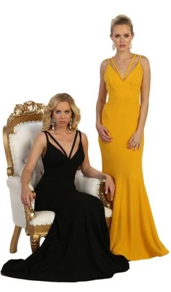 May Queen - Dual Banded Fitted Trumpet Evening Dress Formal Gowns 11 May Queen - Dual Banded Fitted Trumpet Evening Dress Formal Gowns