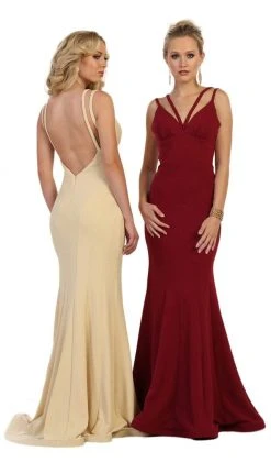 May Queen - Dual Banded Fitted Trumpet Evening Dress Formal Gowns 12 May Queen - Dual Banded Fitted Trumpet Evening Dress Formal Gowns