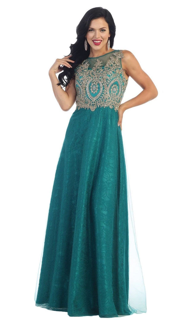 May Queen - Elegant Beaded Bateau Neck A-Line Evening Dress 3 May Queen - Elegant Beaded Bateau Neck A-Line Evening Dress