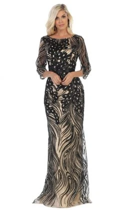 May Queen - Embellished Bateau Sheath Evening Dress RQ7686 - 1 Pc Silver/Multi In Size 3XL Available Formal Gowns