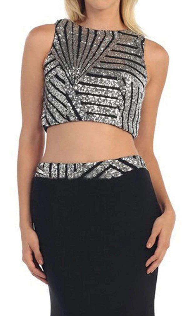 May Queen - Embellished Crop Top Two-Piece Jersey Prom Dress Formal Gowns 4 May Queen - Embellished Crop Top Two-Piece Jersey Prom Dress Formal Gowns