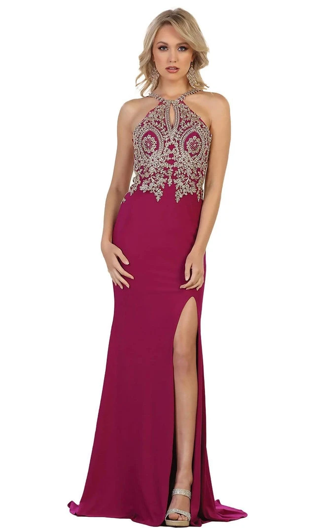 May Queen - Embellished Halter Sheath Evening Gown Formal Gowns 8 May Queen - Embellished Halter Sheath Evening Gown Formal Gowns