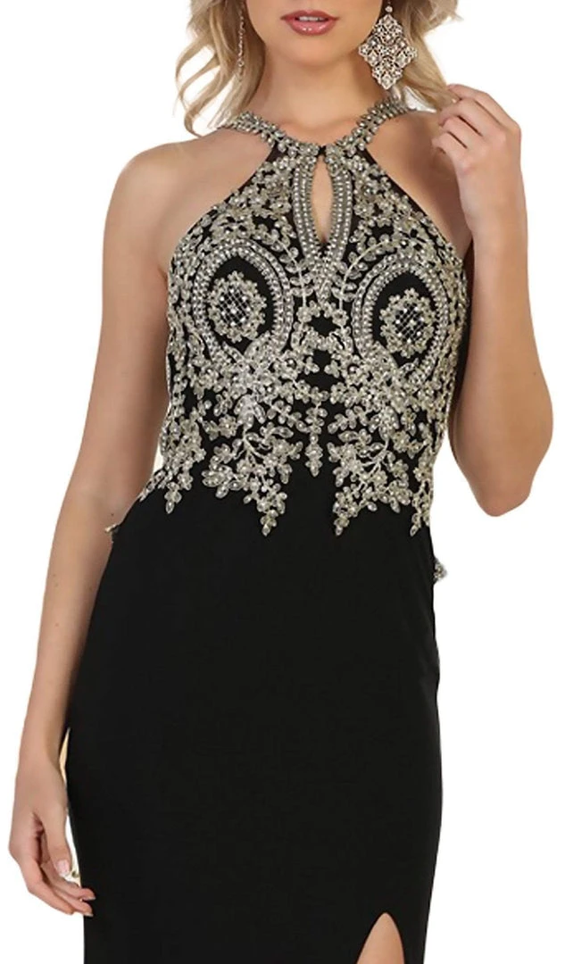 May Queen - Embellished Halter Sheath Evening Gown Formal Gowns 4 May Queen - Embellished Halter Sheath Evening Gown Formal Gowns