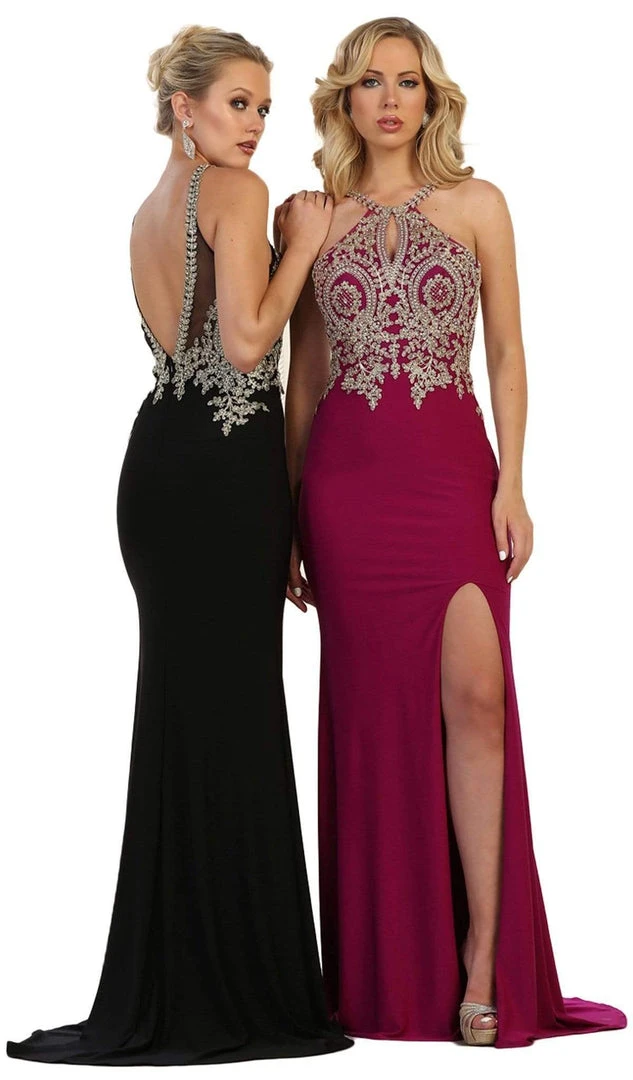 May Queen - Embellished Halter Sheath Evening Gown Formal Gowns 9 May Queen - Embellished Halter Sheath Evening Gown Formal Gowns