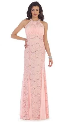 May Queen - Embellished Halter Sheath Mother Of The Bride Dress