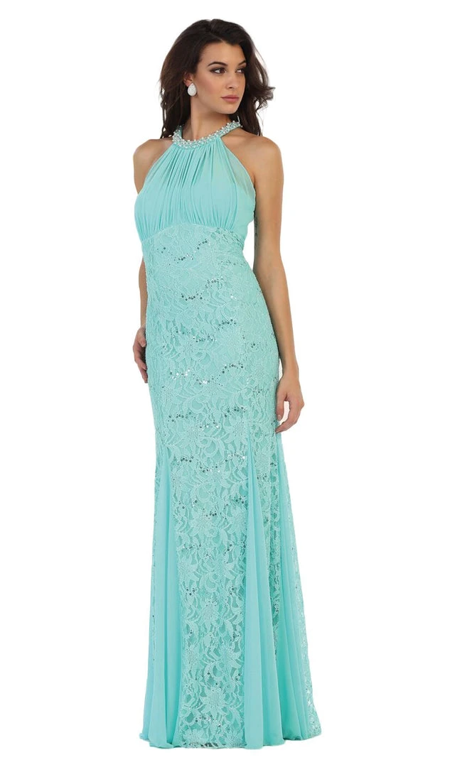 May Queen - Embellished Halter Sheath Mother Of The Bride Dress 8 May Queen - Embellished Halter Sheath Mother Of The Bride Dress