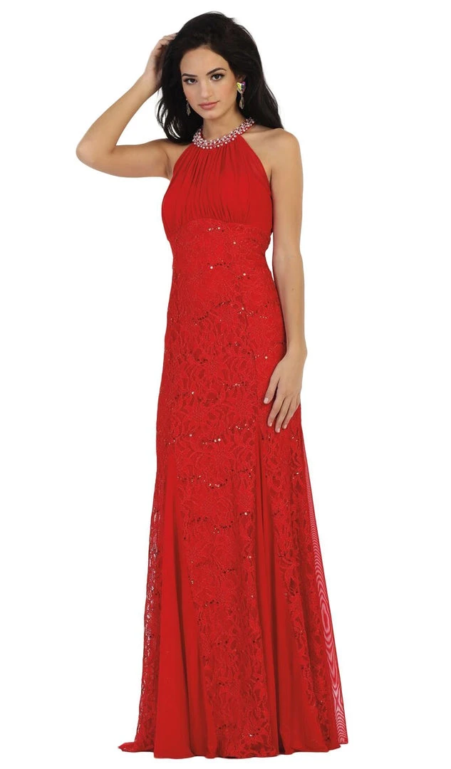 May Queen - Embellished Halter Sheath Mother Of The Bride Dress 10 May Queen - Embellished Halter Sheath Mother Of The Bride Dress