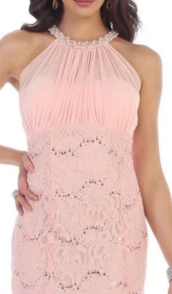 May Queen - Embellished Halter Sheath Mother Of The Bride Dress