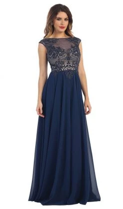 May Queen - Embellished Illusion Bateau A-line Prom Dress