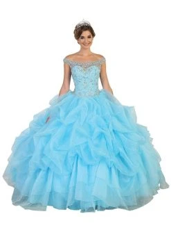 May Queen - Embellished Illusion Off-Shoulder Ruffled Quinceanera Ballgown Formal Gowns 16 May Queen - Embellished Illusion Off-Shoulder Ruffled Quinceanera Ballgown Formal Gowns