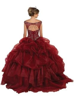 May Queen - Embellished Illusion Off-Shoulder Ruffled Quinceanera Ballgown Formal Gowns 12 May Queen - Embellished Illusion Off-Shoulder Ruffled Quinceanera Ballgown Formal Gowns