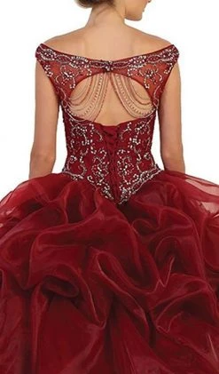 May Queen - Embellished Illusion Off-Shoulder Ruffled Quinceanera Ballgown Formal Gowns 15 May Queen - Embellished Illusion Off-Shoulder Ruffled Quinceanera Ballgown Formal Gowns
