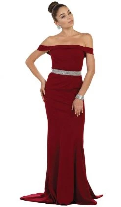 Formal Gowns May Queen - Embellished Off-Shoulder Sheath Homecoming Dress