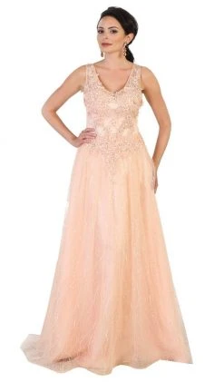 May Queen - Embellished Scoop A-line Evening Dress Formal Gowns