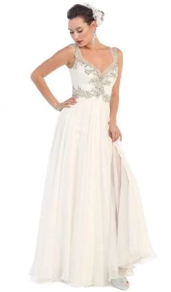 Formal Gowns May Queen - Embellished V-neck A-line Prom Dress 12 Formal Gowns May Queen - Embellished V-neck A-line Prom Dress