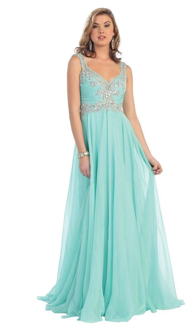 Formal Gowns May Queen - Embellished V-neck A-line Prom Dress 8 Formal Gowns May Queen - Embellished V-neck A-line Prom Dress