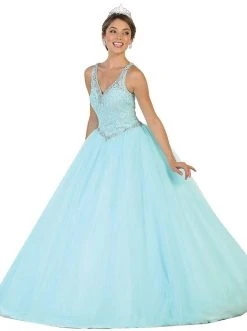 Formal Gowns May Queen - Embellished V-neck Evening Gown