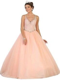 Formal Gowns May Queen - Embellished V-neck Evening Gown 12 Formal Gowns May Queen - Embellished V-neck Evening Gown