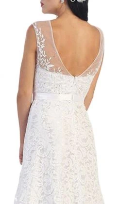 May Queen - Embroidered Lace Illusion Bateau Long Formal Dress