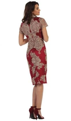 Cocktail Dresses May Queen - Embroidered Short Sleeve Column Formal Dress 13 Cocktail Dresses May Queen - Embroidered Short Sleeve Column Formal Dress