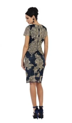 Cocktail Dresses May Queen - Embroidered Short Sleeve Column Formal Dress 18 Cocktail Dresses May Queen - Embroidered Short Sleeve Column Formal Dress