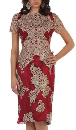 Cocktail Dresses May Queen - Embroidered Short Sleeve Column Formal Dress 12 Cocktail Dresses May Queen - Embroidered Short Sleeve Column Formal Dress
