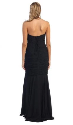 May Queen - Fashionable Embellished Strapless Ruched Bodice Long Dress