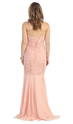 May Queen - Fashionable Embellished Strapless Ruched Bodice Long Dress