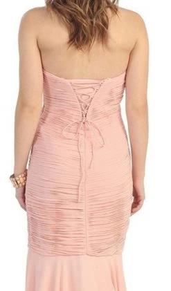 May Queen - Fashionable Embellished Strapless Ruched Bodice Long Dress