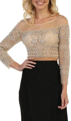 Formal Gowns May Queen - Faux Off-Shoulder Neckline Sheath Evening Gown